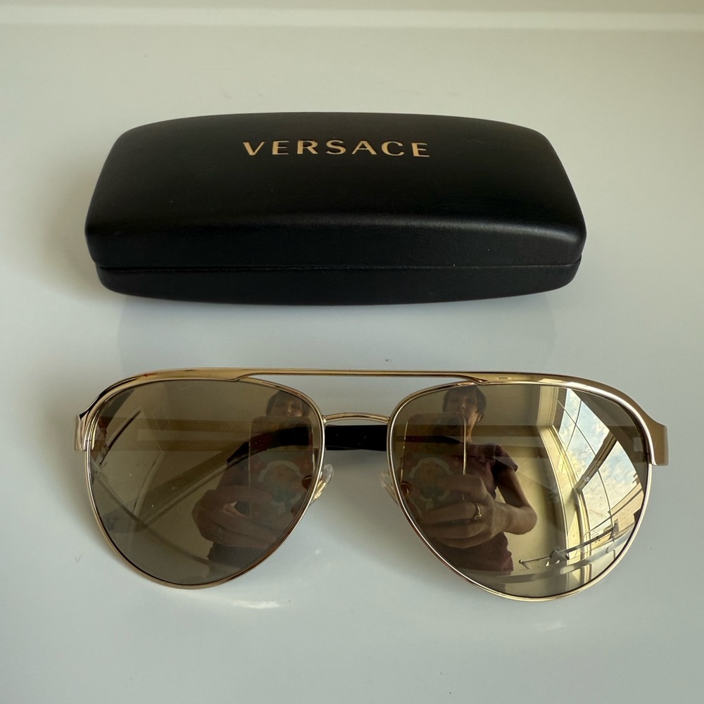 Versace Gold-Toned Aviator Sunglasses